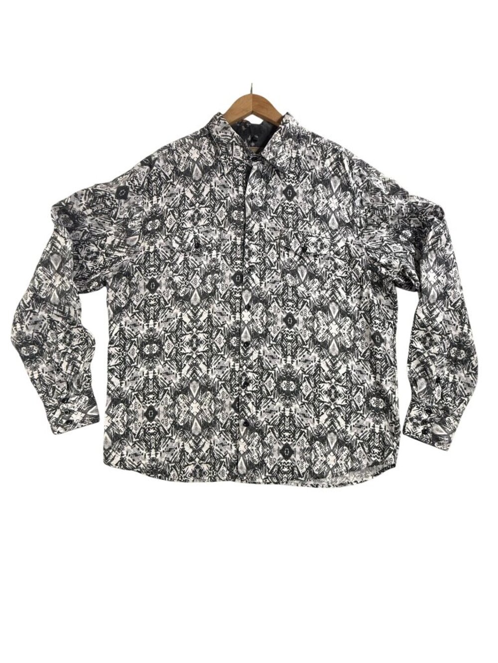 Scully Shirt Mens XL Black Aztec Geometric Tencel Button Up Long Sleeve Western